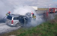 Mașină cuprinsă de foc, pe A1!